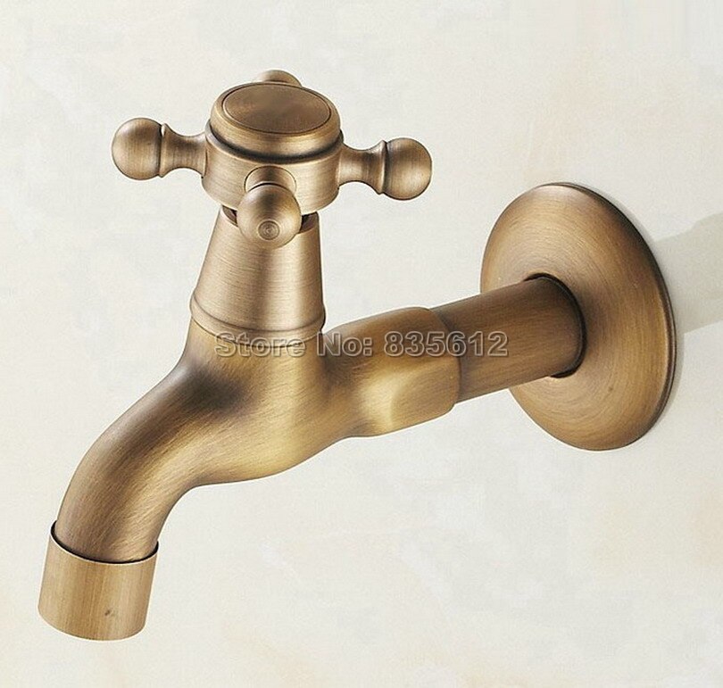 Antiek Messing Wandmontage Cross Handvat Mop Zwembad Kraan/Wasserij Sink Koudwaterkraan Wav103