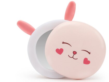 Calentador de manos eléctrico LED recargable por USB 3 en 1, práctico calentador de manos Mini, producto de calentamiento del hogar con espejo de maquillaje para niñas: Pink Rabbit
