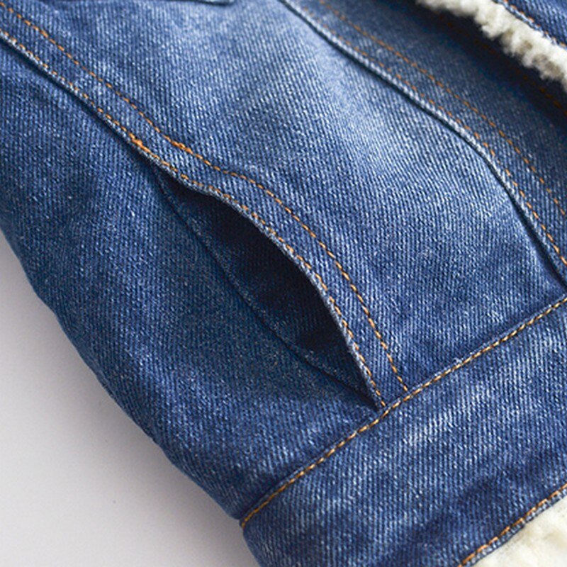 Denim Jasje voor Meisjes Casual Childrens 'Jas Kids Jas Warm Kindje Jas Dikker Jas voor een Jongen Lamswol Meisjes Jassen