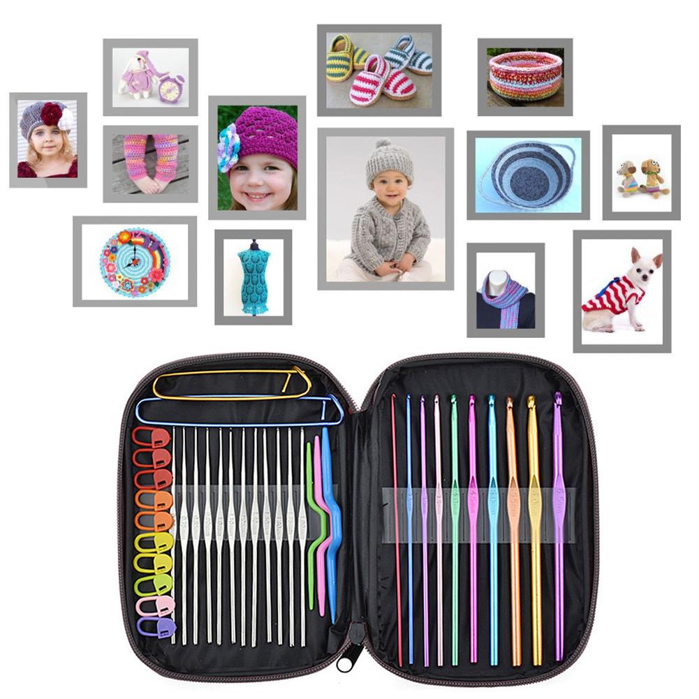 100pcs Crochet Hook Set With Yarn Knitting Needles Sewing Tools Set Stitch Holder Hook Weaving Tools Sewing Tools