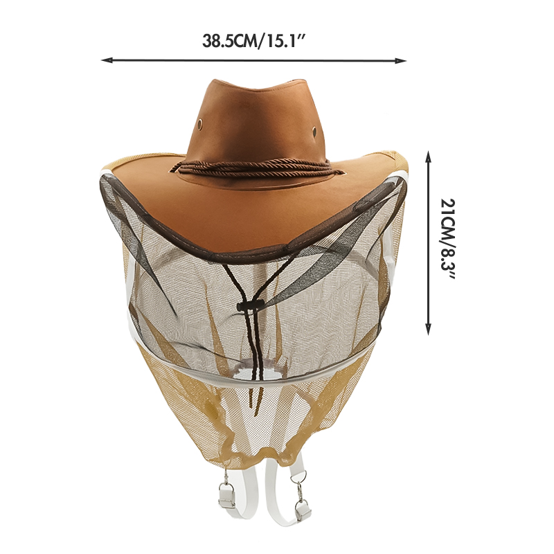 Chapeau de protection contre les abeilles, 1 pièce, masque facial Anti-abeille, casquette de protection pour apiculteur, filet contre les insectes volants, Cowboy c50: Default Title