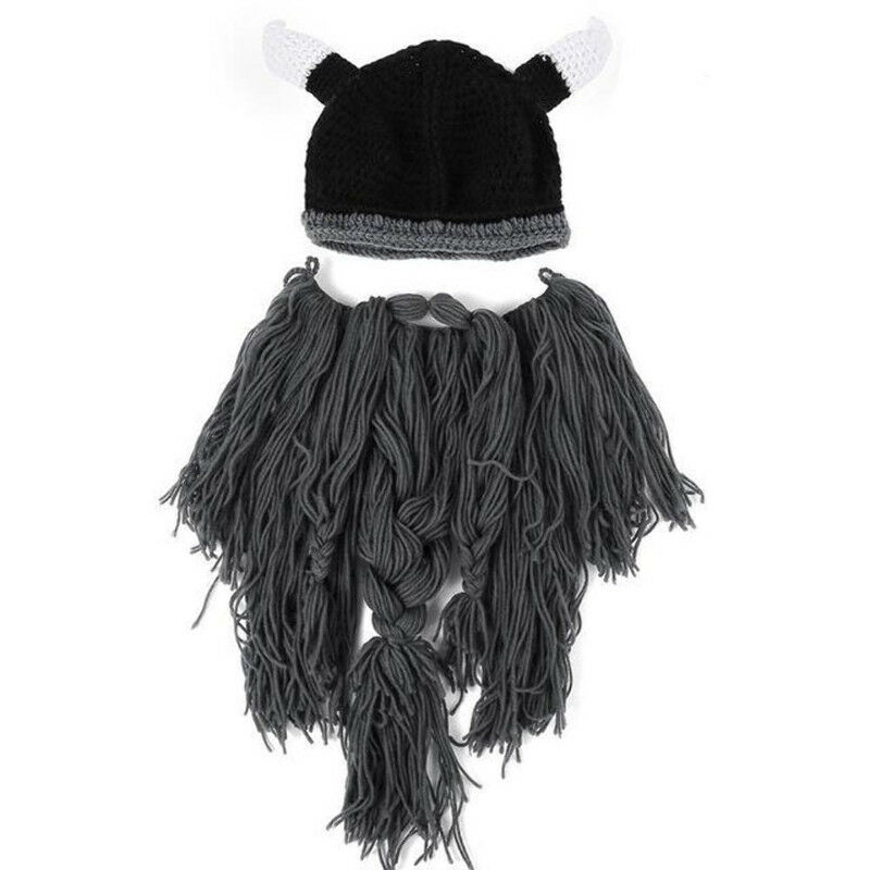 Chapeau Viking tricoté pour hommes | Long chapeau en corne de barbe, Vagabond barbarie, bonnet de Ski fou Halloween,: B