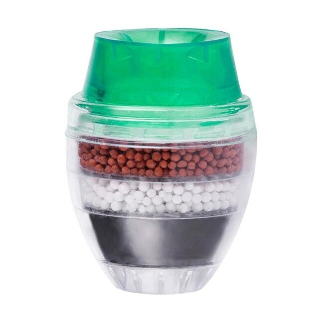 Kitchen tap water filter purifier kitchen faucet activated carbon water filter round faucet filter: Green