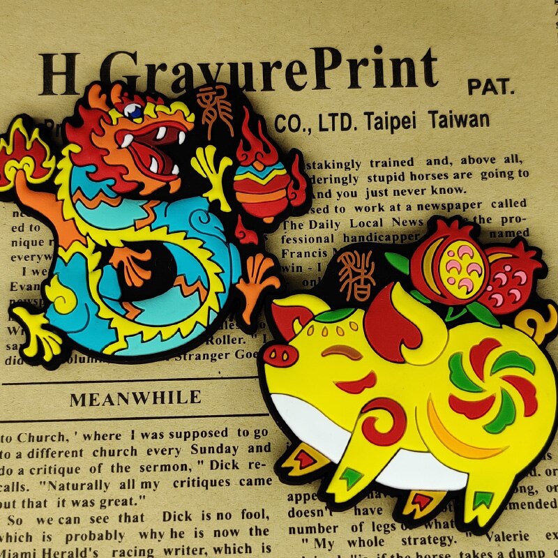 Original Zodiac Refrigerator Magnet Stickers 12 Zodiac Signs of The Year of The Tiger Refrigerator Magnetic Stickers Decoration