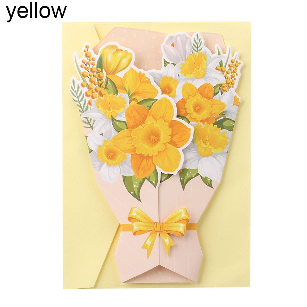 Supplies Blessing Words Card Wedding Invitation DIY Flower Series Card Birthday Greeting Card 3D Foldable Card: yellow