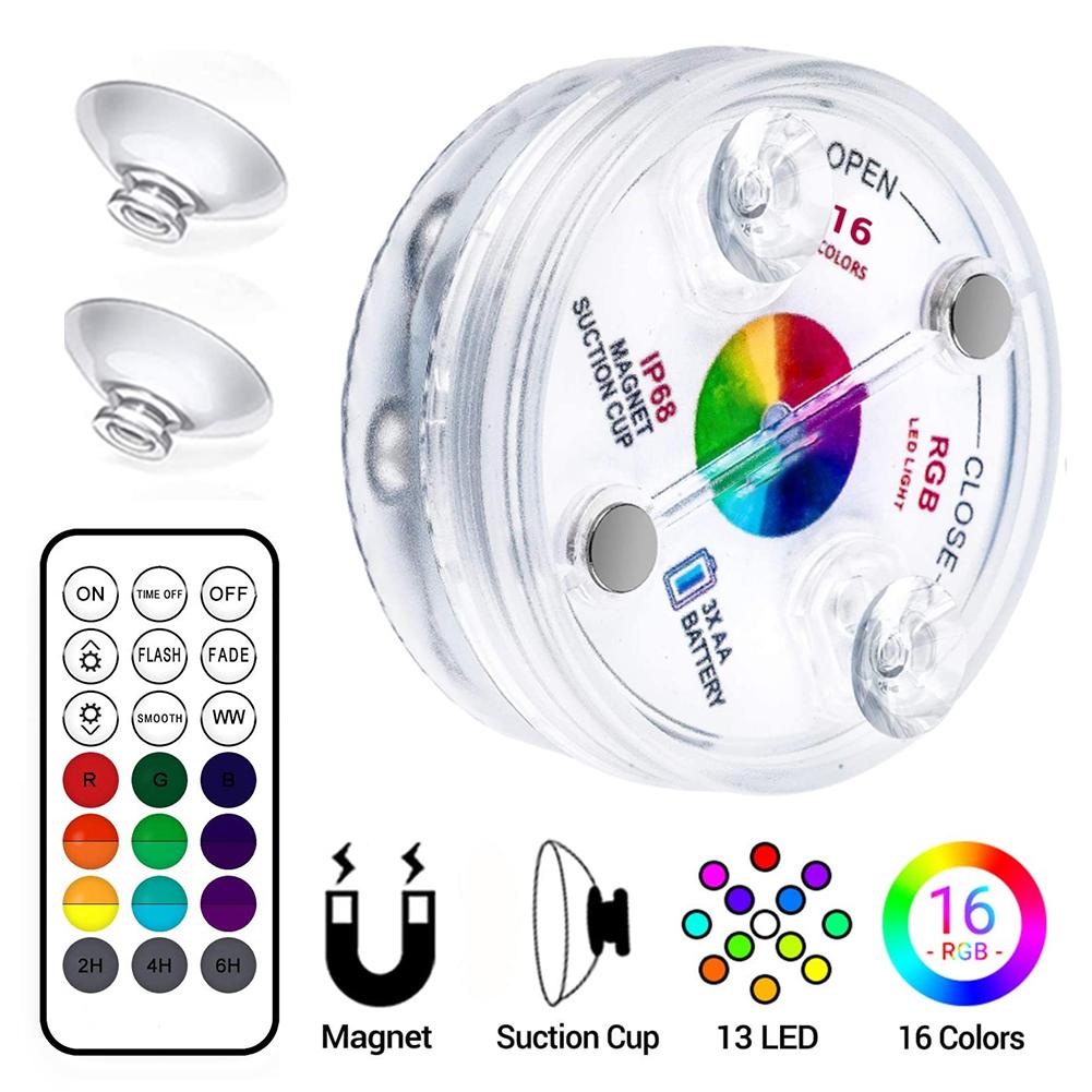 IP68 Unterwasser licht LED Schwimmbad Lampe Wasserdicht Tauchen Saugnapf Gürtel Fernbedienung Brunnen Aquarium Beleuchtung: 7cm 1Stck 1 Fernbedienung