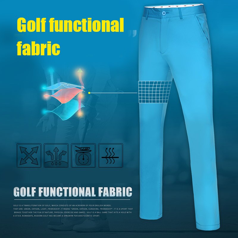 Mænd golftøj lange bukser åndbare sommer hurtigtørrende bukser elastisk talje slanke bløde sommer tynde bukser udendørs golfkøller
