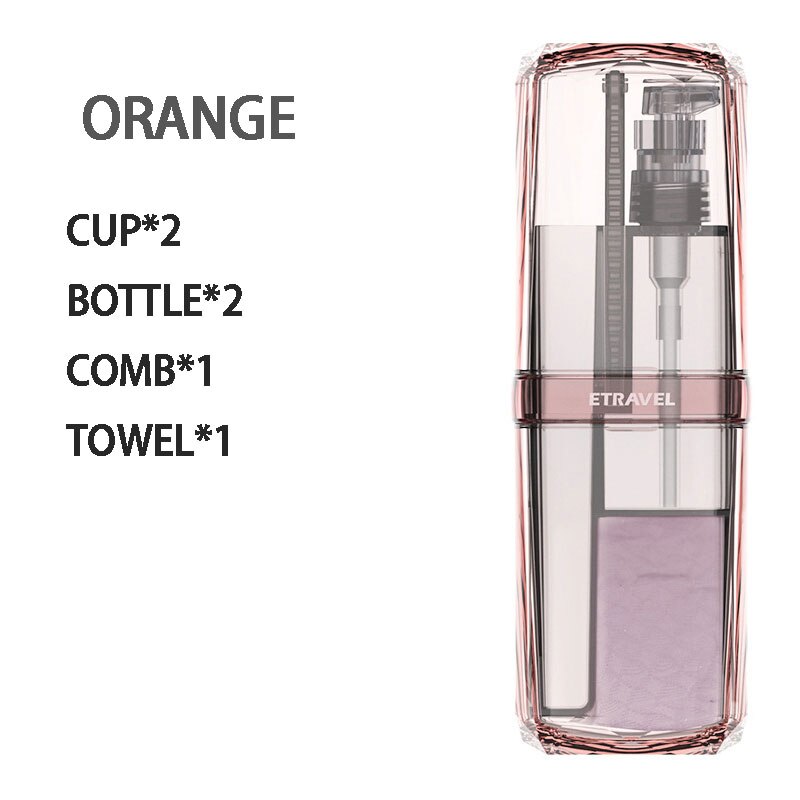 Toiletries Storage Box Multifunctional Travel Toothbrush Comb Towel Transparent Storage Cup Potable Bathroom Toiletry Set Box: 6PCS Orange