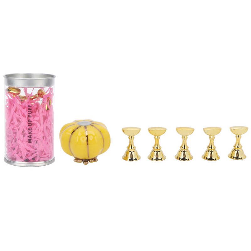 Arte do prego expositor magnético metal cerâmica prego prática estande profissional elegante portátil para salão de beleza em casa para iniciantes: yellow