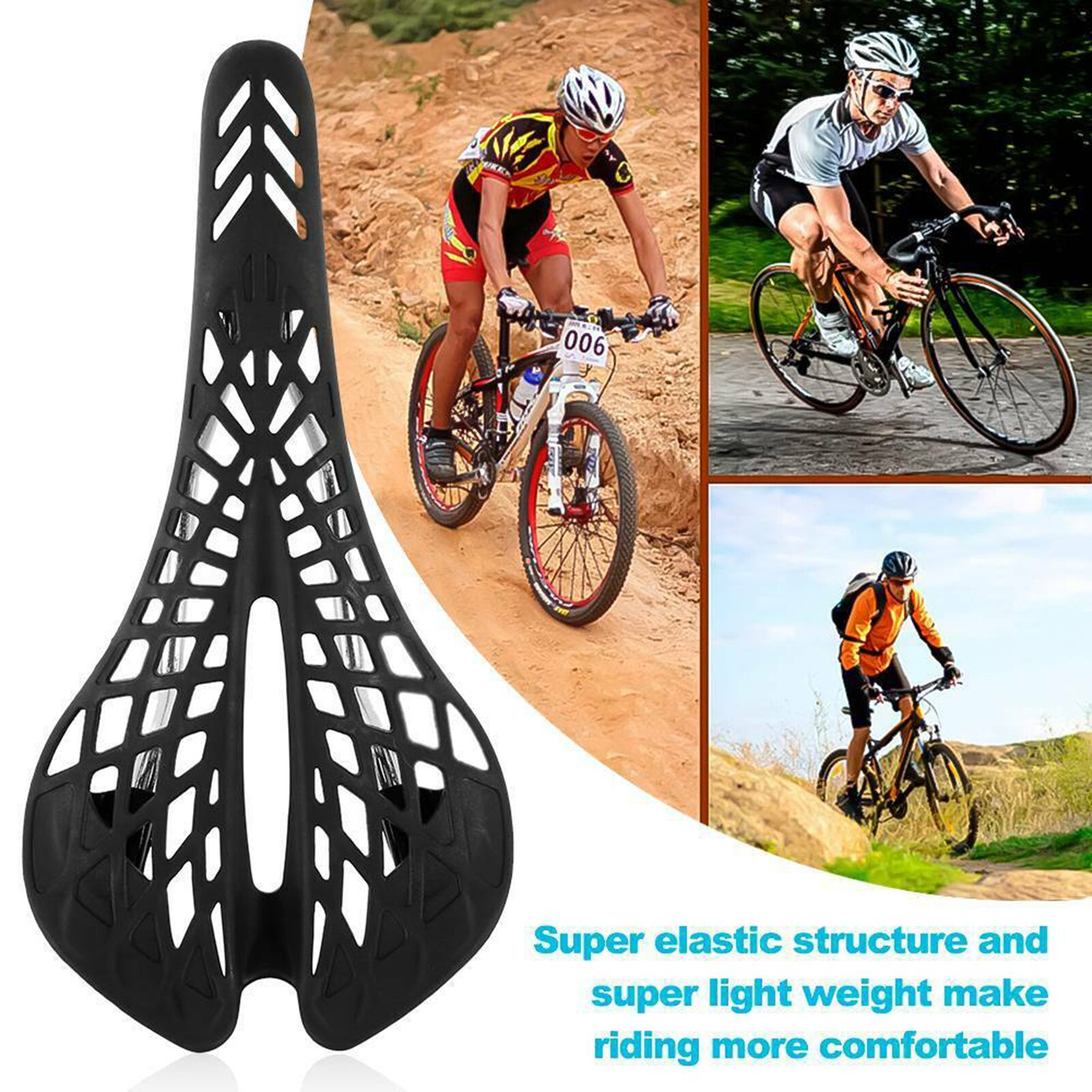 Selle De Vélo Confort Universelle – Noire, Avec Poignées, Assise Route/VTT, Plastique/acier