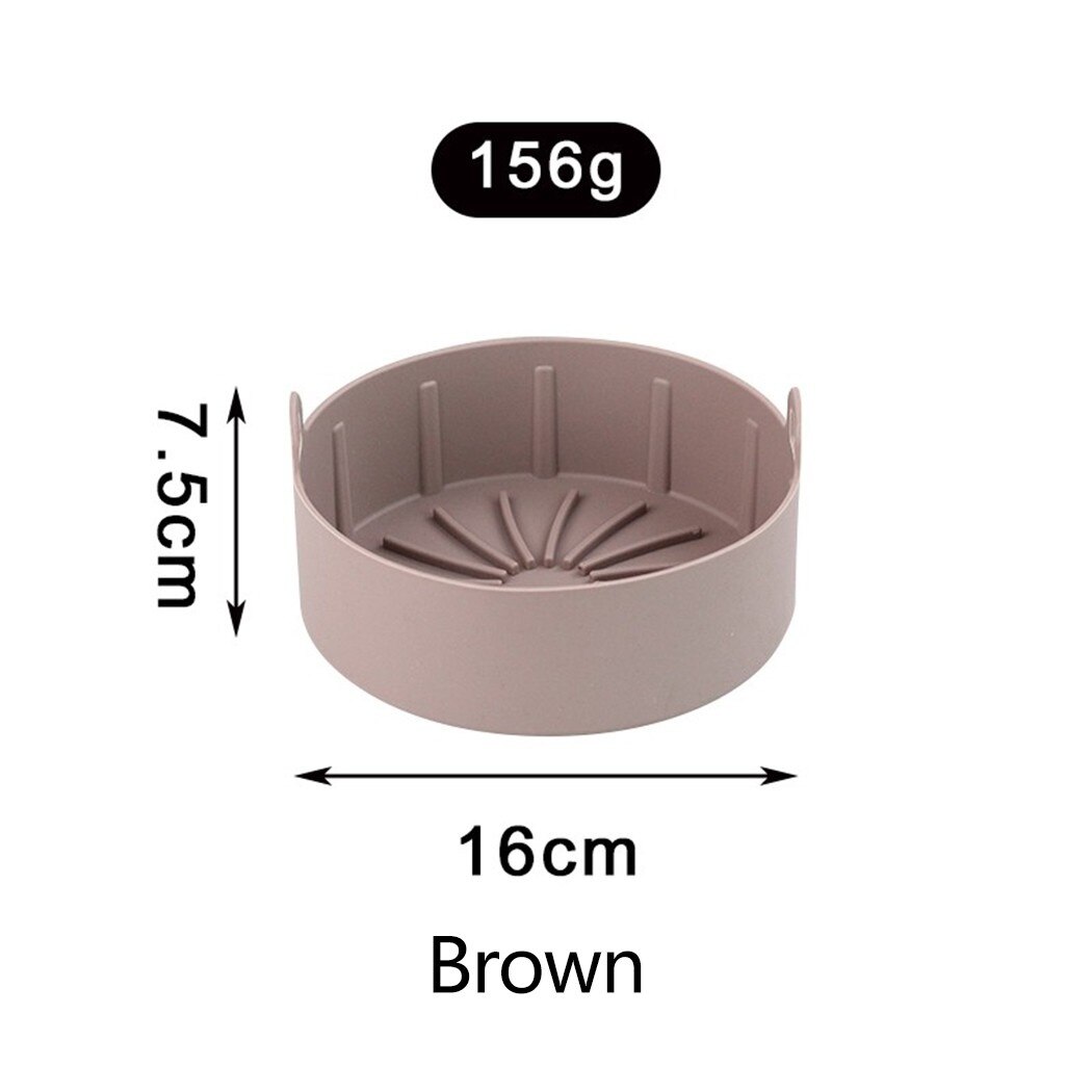 Freidora de aire de silicona, olla cuadrada, accesorios para hornear pan, pollo frito, Pizza, parrilla, bandeja de horno de repuesto para freidora de aire: Brown 16cm