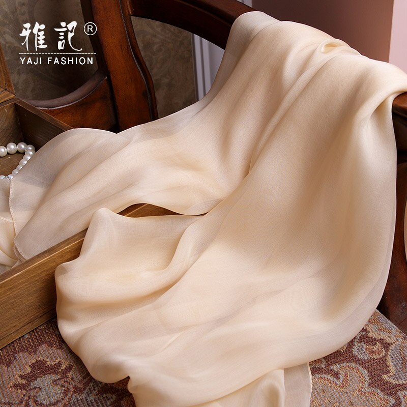 Bufanda de seda 100% para mujer, bufanda de seda Color Beige Nude Foulard femme, chal suave, primavera Otoño Invierno verano