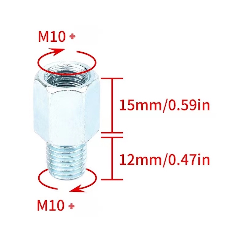 1 par de tornillos adaptadores para espejo retrovisor de motocicleta, Scooter, ATV, bicicleta, convertir de 10mm a 8mm o 8mm a 10mm en el sentido de las agujas del reloj: Champán