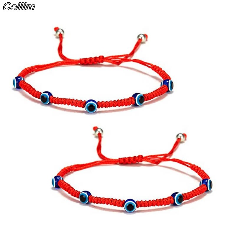 2Pcs 7 Knots Red String Couple Bracelet For Protection Eye Good Luck Amulet For Success And Prosperity Friendship Bracelet: 2pcs style f