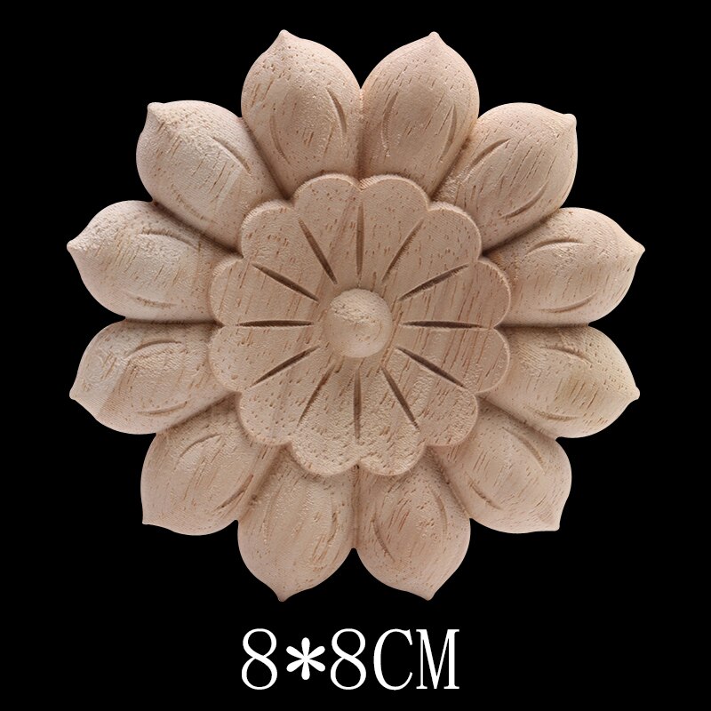 Decoración Retro Natural molduras de madera exquisitas, calcomanía para madera apliques de madera, Onlay Rose Floral grande largo mueble madera gabinete: B125-4