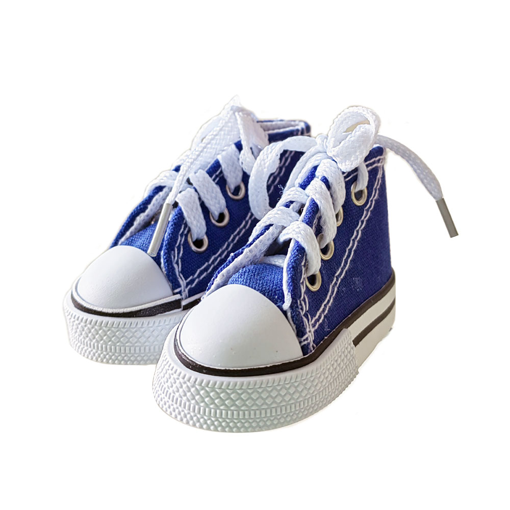 2 Stuks Motorfiets Kickstand Schoenen Moto Voetsteun Motorfiets Zijstandaard Schattige Mini Canvas Schoenen Zijstandaard 7.5Cm: Blauw