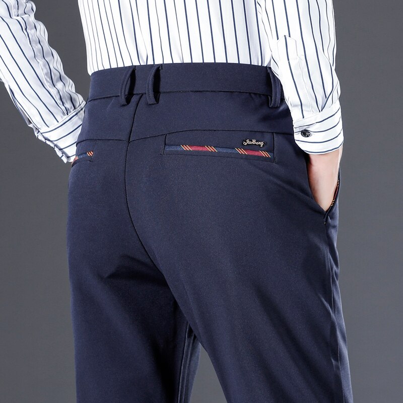 Knappe formele broeken veelzijdige herenbroeken zakelijke broeken in de herfst: Marineblauw / 29