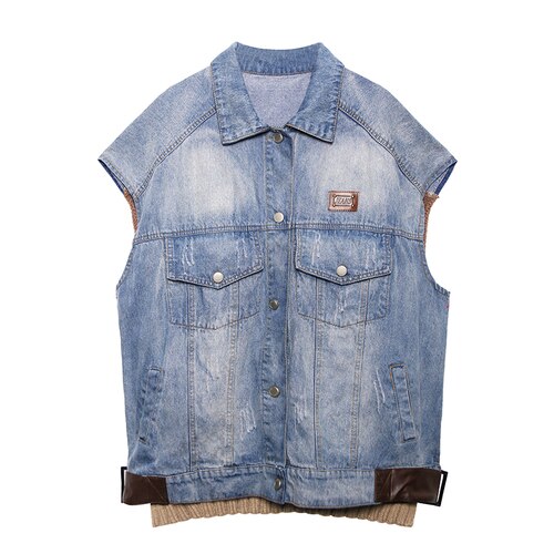 Xitao streetwear kvinder tøj forår kvinder vest strik sting plus size ærmeløse top trend veste vintage  xj3158: Default Title
