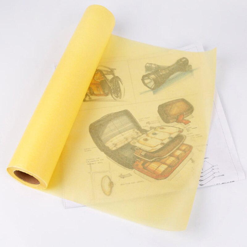 46 mx 30cm super gennemsigtig trækskitse smørpapir sporingspapirrulle hvid gul til maling af sporingspapir