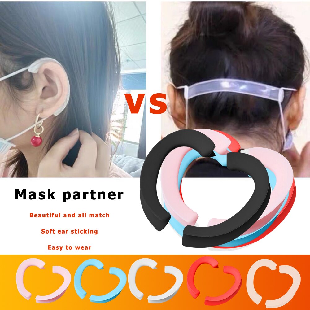 1 par silikon ansiktsmaske ørekroker deksel justerbar ørestropp myk gjenbrukbar sklisikker hørselsvern grep tilbehør