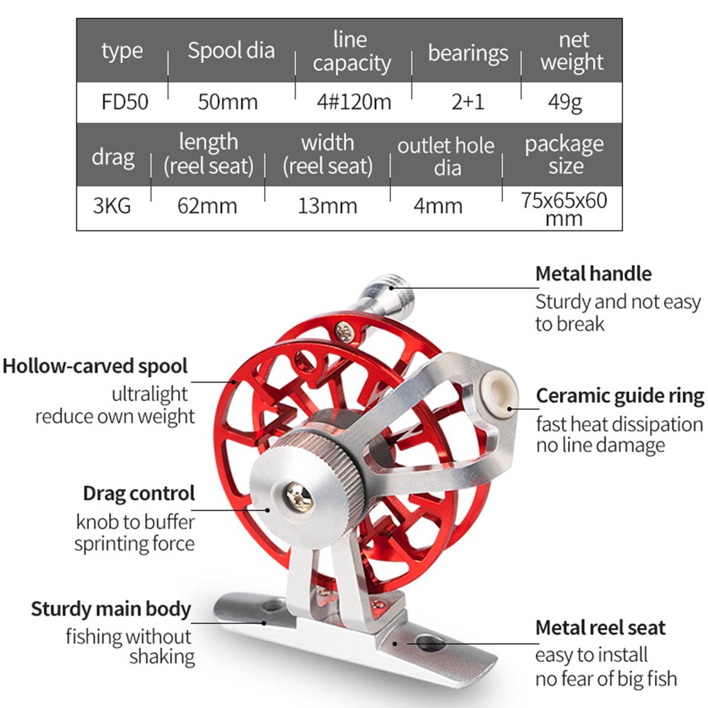 Metalen Vissen Reel Mini Private Reel Draagbare Ultralight Vissen Vlot Reel Winter Outdoor Visgerei Accessoires