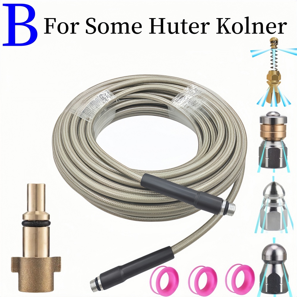 Manguera de limpieza de agua para drenaje de alcantarillado, Kit de limpiador de tuberías, manguera de lavado de coches, boquilla de limpieza de aguas residuales, para Nilfisk /Huter Kolner /Hammer, 2 ~ 35m: XL / Borgoña