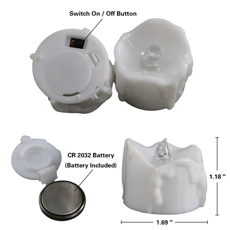 Pack  of 6 flamlösa led-ljus,varmvitt ljusblixt elektroniska flamlösa värmeljus urodziny,batteridrivna bröllopsljus