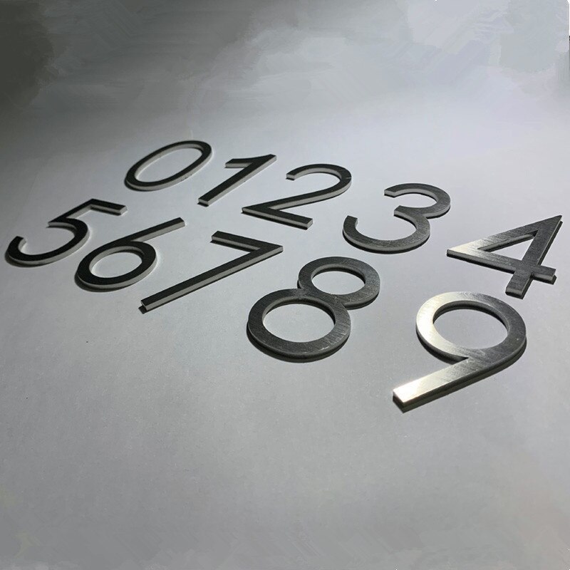 60mm Stainless Steel Self Adhesive House Number Sticker Metal Doorplate Home Door Plaque Numbers Sign For Mailbox Street Numbers