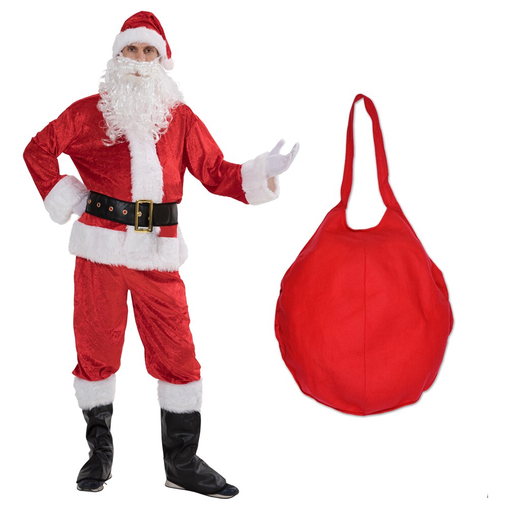 Snailify Men Santa Claus Costume Adult Flannel Santa Costumes 7 pcs Suit
