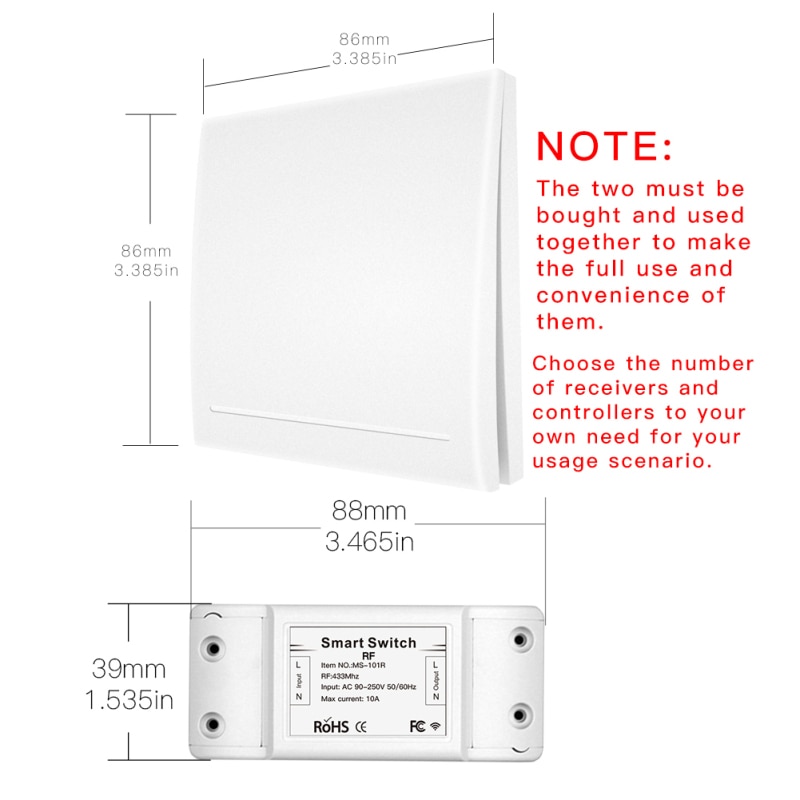 RF433 110V 220V Wireless Non-wifi Ontvanger Smart Afstandsbediening Schakelaar Slimme Leven/Tuya APP Werkt met Alexa Thuis Van Google