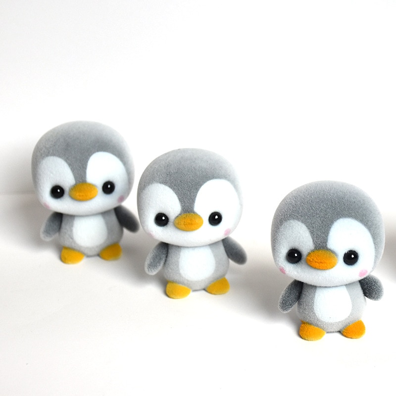 5.5cm mini poupées décoratives en pvc floquées, kawaii, pingouin, jouets pour filles, exquises poupées floquées, jouet de noël
