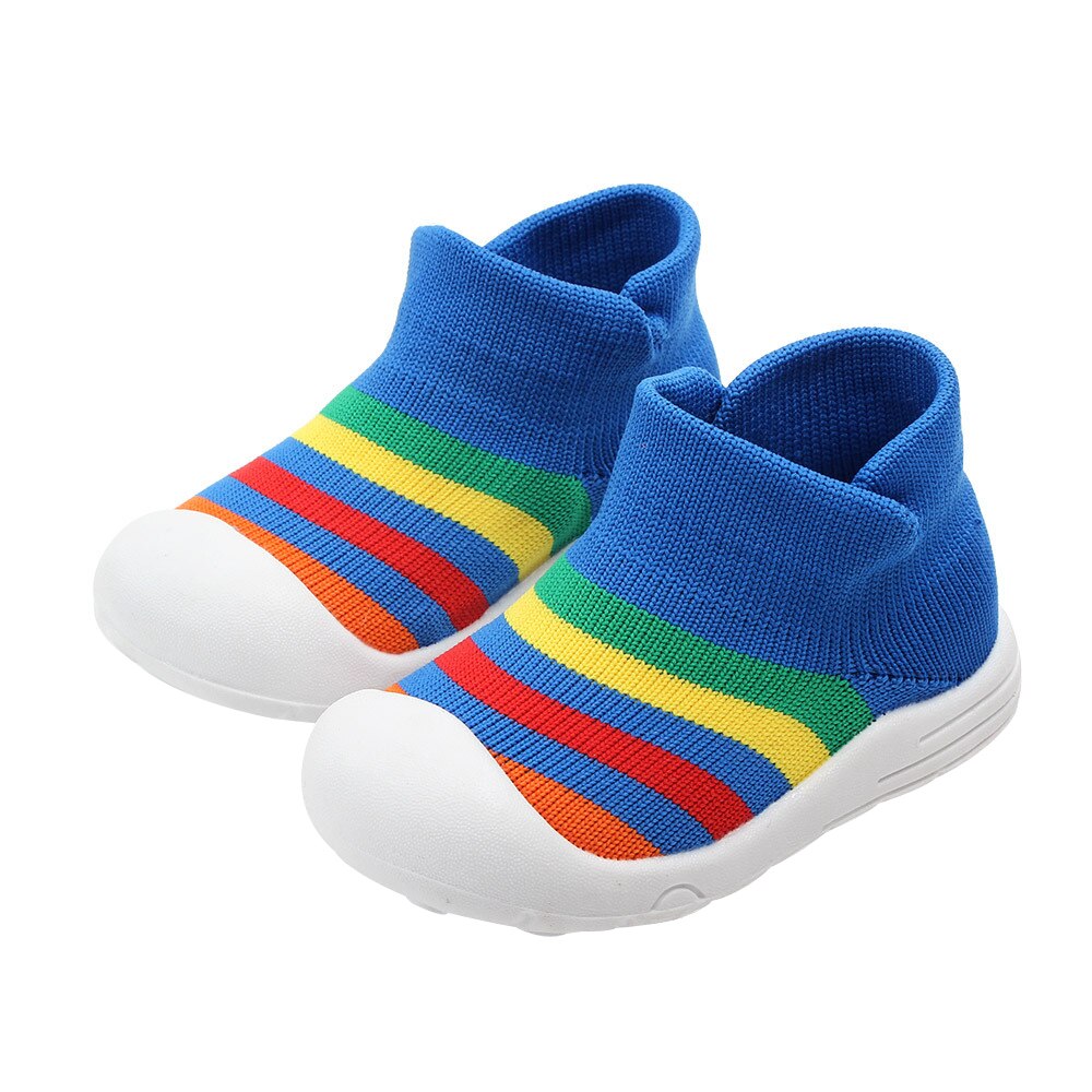 Unisex Baby Shoes First Shoes Baby Walkers Toddler Colorful Baby Girl Kids Soft Rubber Sole Baby Shoe Knit Booties Anti-slip D30: Blue / 6 to 9 Months