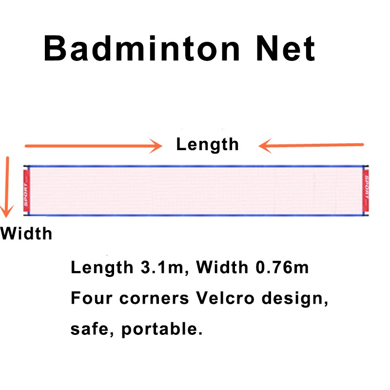 Rede portátil para badminton, sem moldura, 3.1m-6.1m, malha quadrada para treinamento, rede de badminton