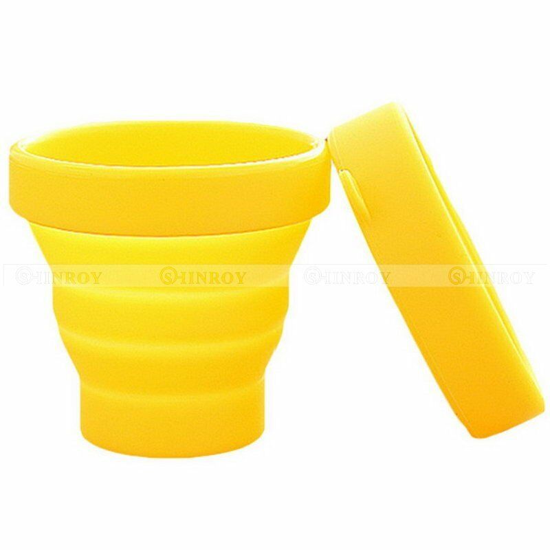 Gobelet télescopique pliable en Silicone, Portable, voyage en plein air, pique-nique, Camping, sport, bain de bouche télescopique: YELLOW