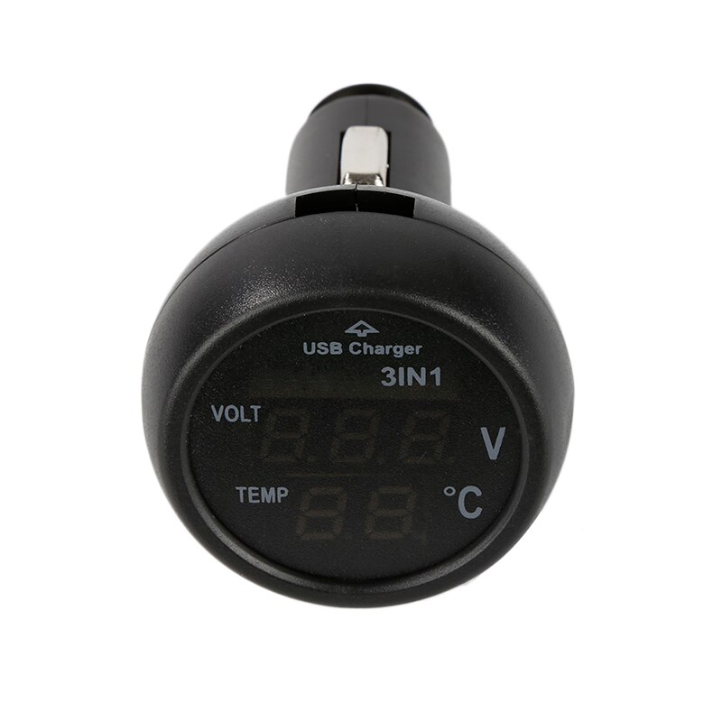 Auto Digitale Voltmeter Thermometer Usb Lader Sigarettenaansteker Digitale Voltmeter Thermometer 3 In 1 Meter