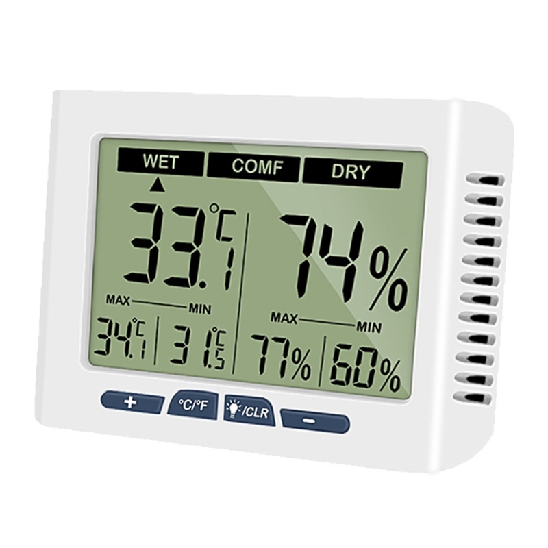Digital LCD Hygrometer Indoor Thermometer Desktop Thermometer with Temperature & Humidity Monitor for Home Garage Wine Cellar