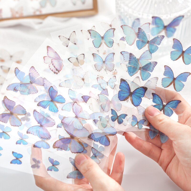 3 pcs Beautiful Butterfly Stickers Adhesive Diy Transparent Stickers Decor Srapbooking Diary Ablum Decorative Stickers