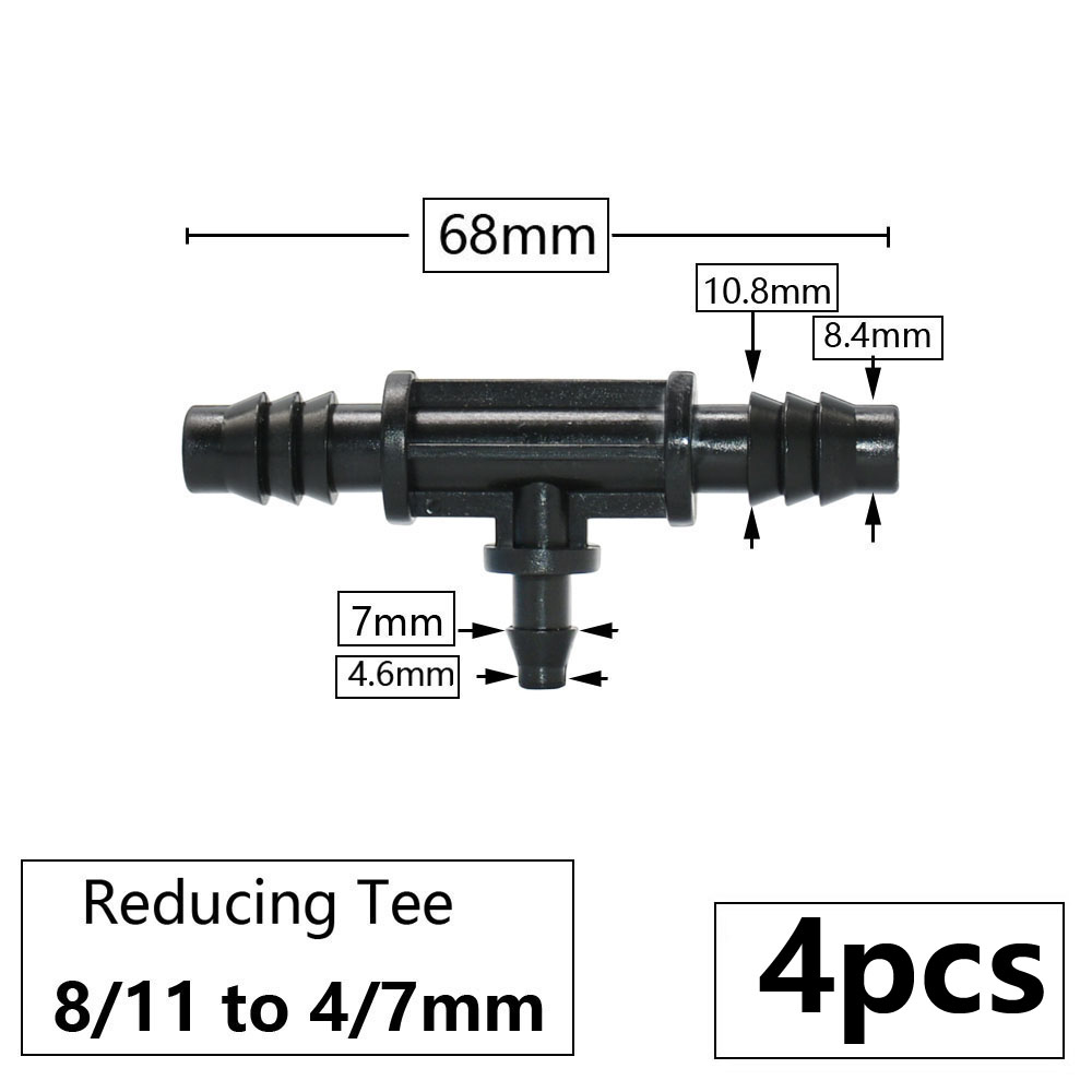 Irrigazione 3/8 "Connettore per tubo da giardino 8/11 4/7 3/5mm Riduttore per tubo flessibile Raccordo tee Gomito Estremità Spina Sistema di irrigazione a goccia: Viola