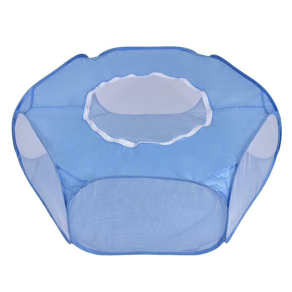 Pet Puppy Konijn Kinderbox Hek Indoor Outdoor Kleine Dier Hamsters Kooi Tent Opvouwbare Draagbare Kennel Met Rits Cover Bedden: Light blue