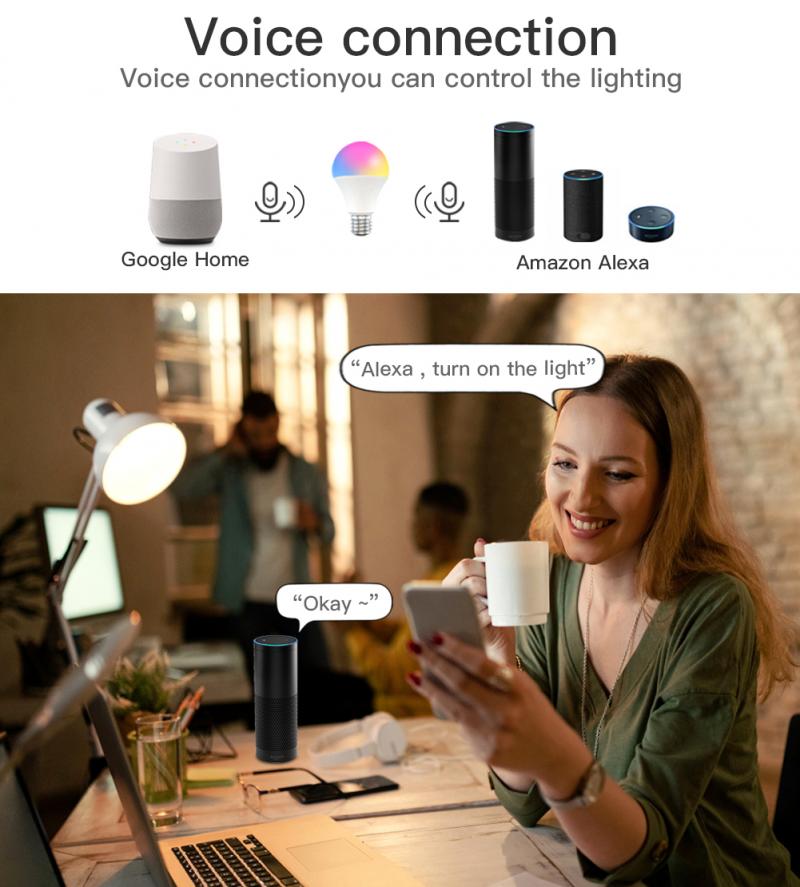 Smart Wifi Led Lamp E27/B22 Rgb Kleur Dimbare Gloeilamp 15W Werknemer App Controle Alexa/Google Geen Hub Nodig