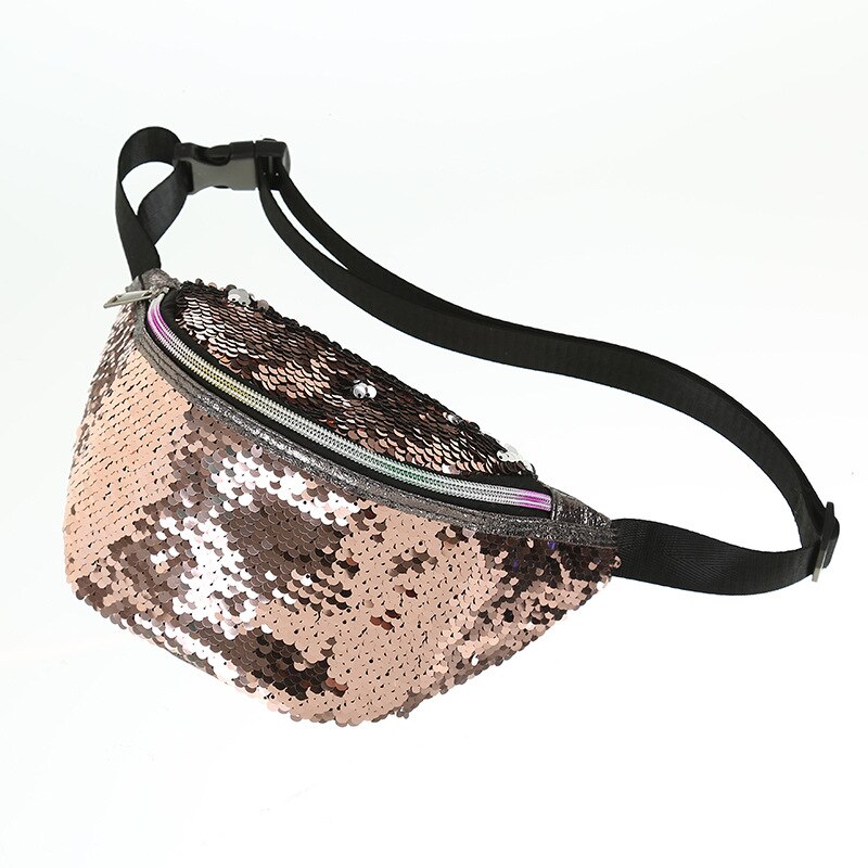 Paljetter midje vesker dame belte vesker fanny packs bum bag telefon glidelås midje veske: D
