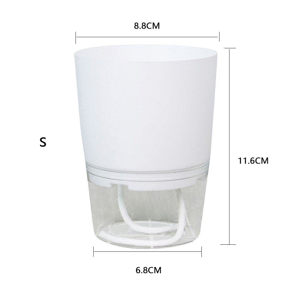 Watering Planter Handmade 2 Layer Self Watering Plant Flower Pot With Water Container Round Flowerpot Home Garden Decor: White S