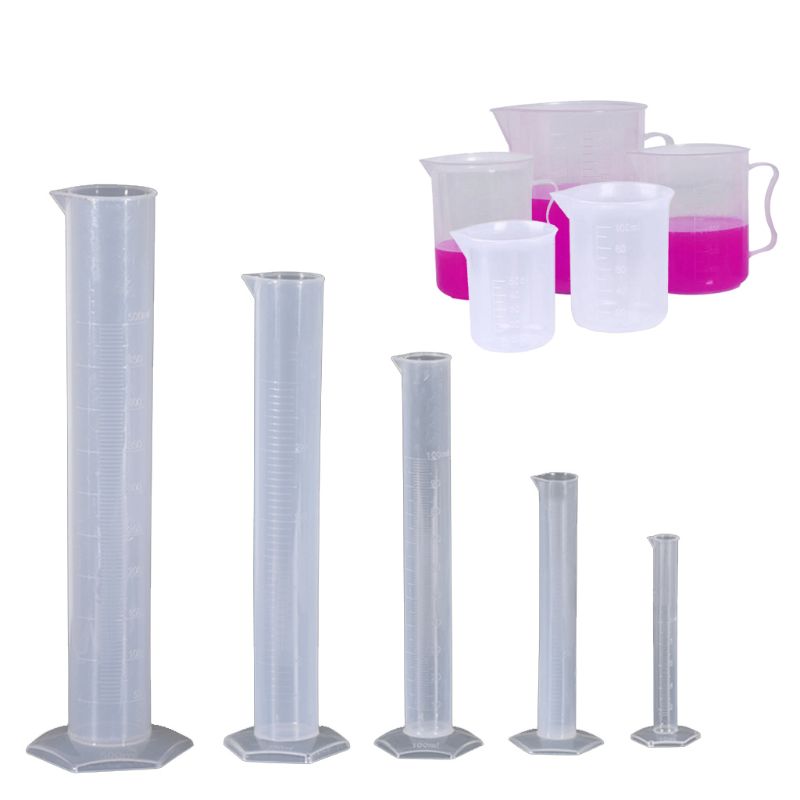Plastic Afgestudeerd Cilinders En Plastic Bekers, 5 Pcs Plastic Afgestudeerd Cilinders L29k