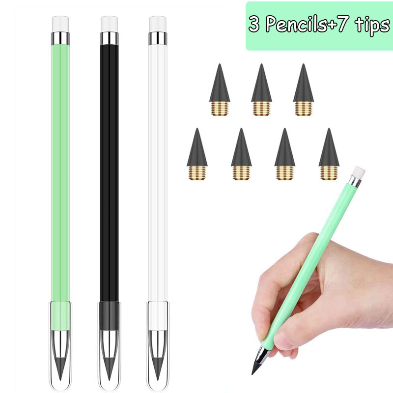 10pcs Eternal pencil set macaron For Kids Cute Pens Painting Art Office&School Supplies Infinity Pencils Tips Set Stationery: Red