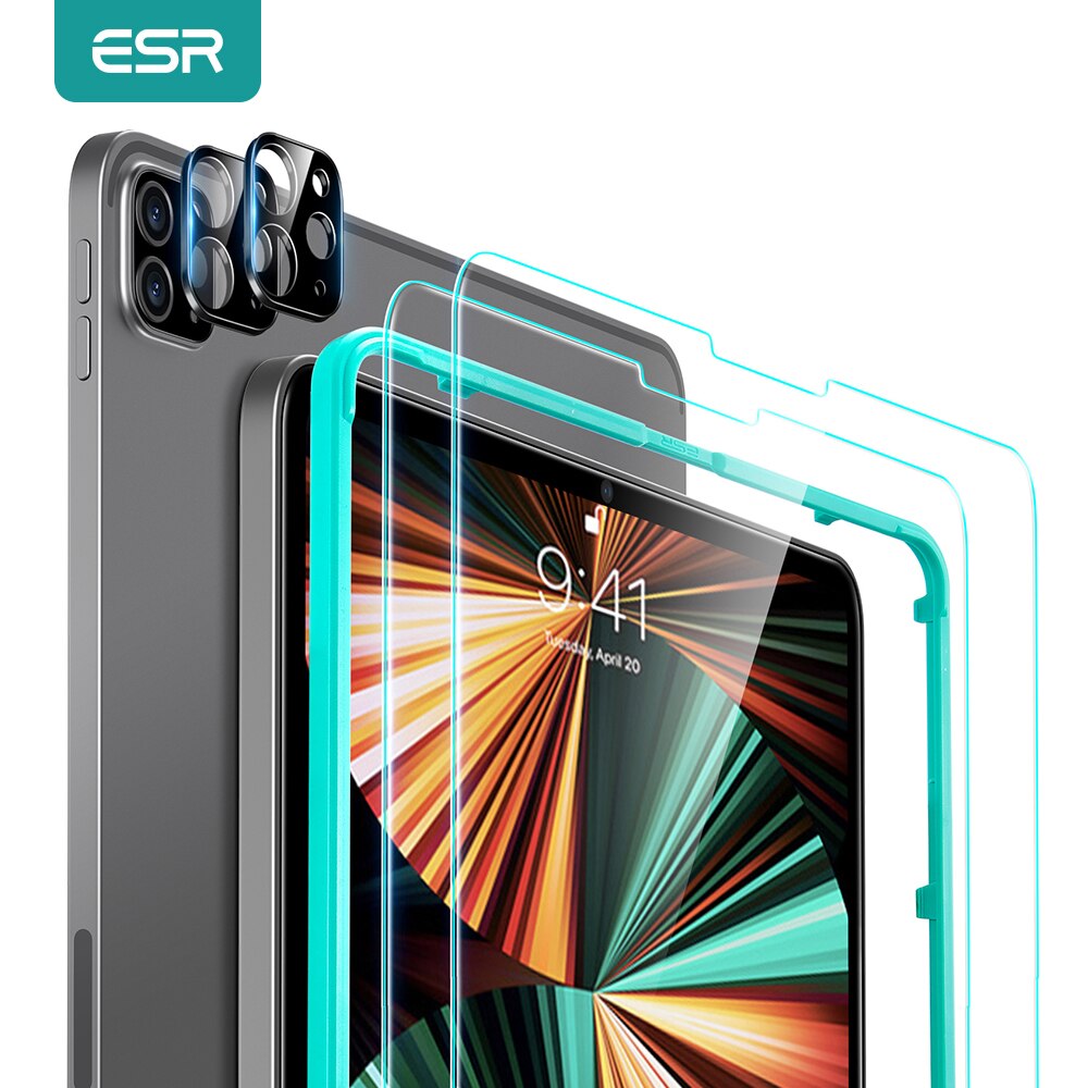 ESR-Protector de pantalla para iPad Pro 12 9 , cristal + protección de cámara para iPad Pro 11, película de lente de pulgadas, paquete de vidrio templado