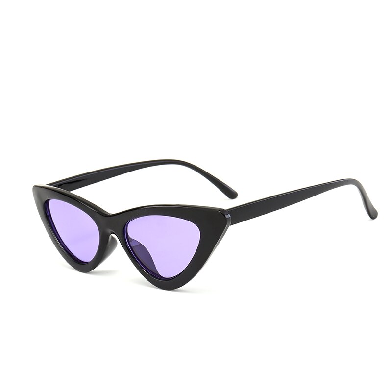 Cat Eye Sunglasses Women Triangle Small Size Frame Eyewear Reb Blue Green Lens Sun Glasses UV400: Blackpurple