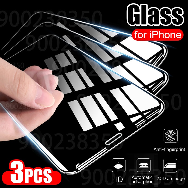 3Pcs Gehard Glas Op De Voor Iphone X Xs 11 12 Pro Max Xr Screen Protector Iphone 6 6S 7 8 Plus 12 5S Se Beschermende Glas