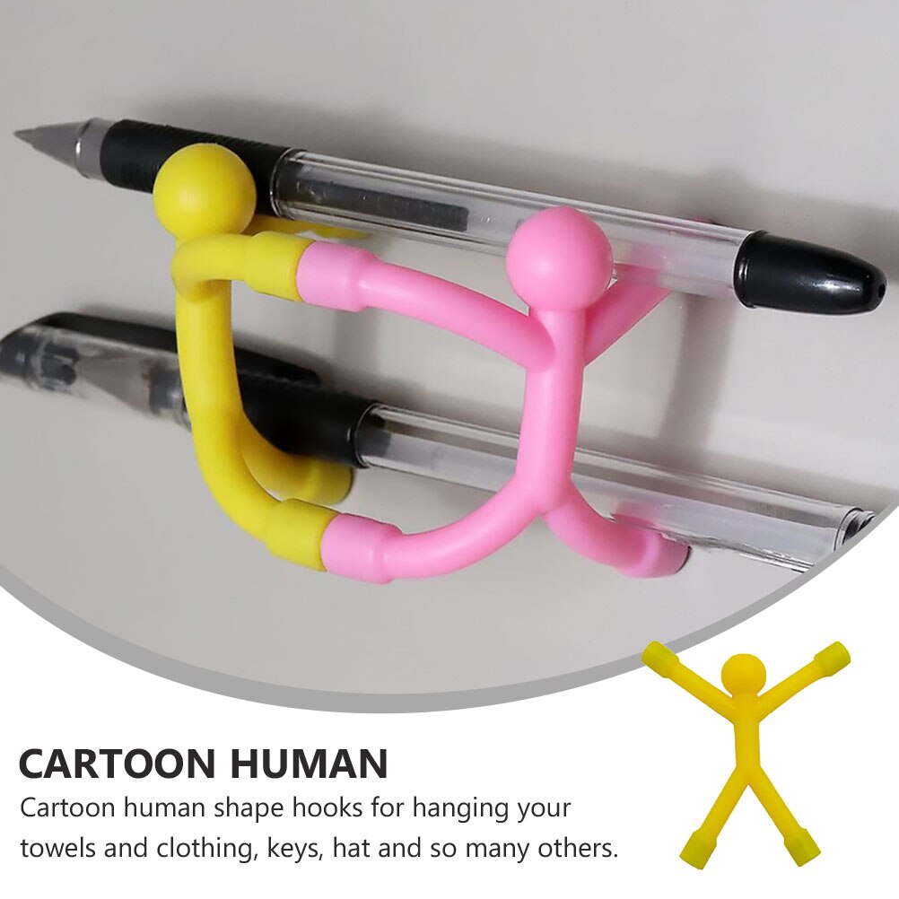 5Pcs Little Man Shape Wall Hooks Magnetic Key Hanger Random Color