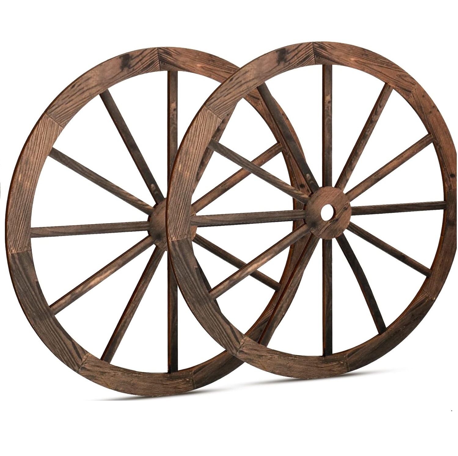 Roue de Wagon en Bois pour Décoration de ix, Style Western Cowboy, Vintage et Rustique, pour Bar et Garage, 2 Pièces: Default Title