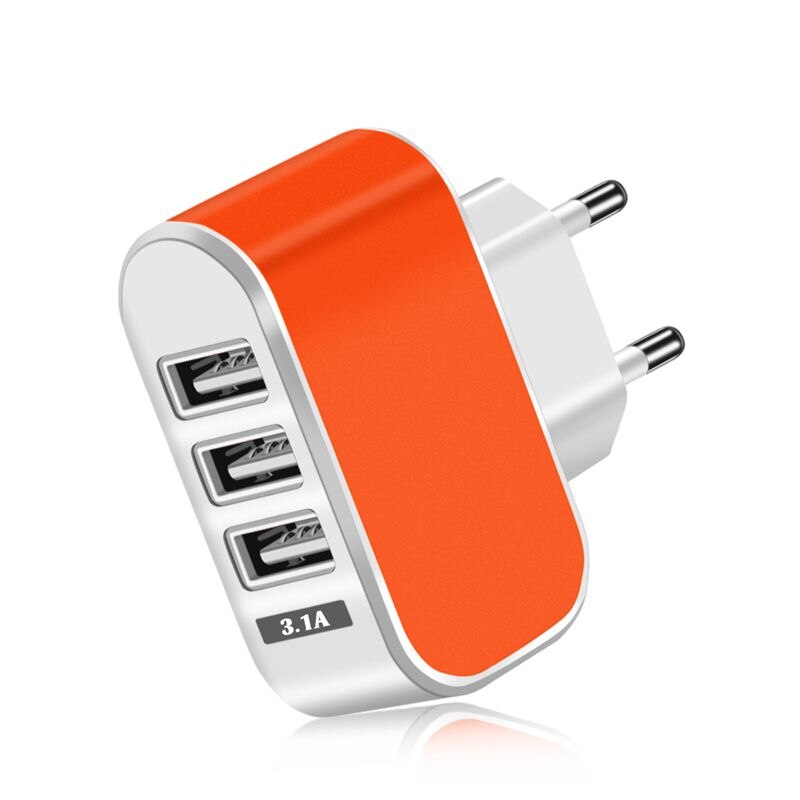 Universal 3 Ports USB Charger Wall Travel 3.1A Fast Charging Charger Adapter For Xiaomi Samsung S7 Tablets Phone EU/US Chargers: US Plug / Orange Charger